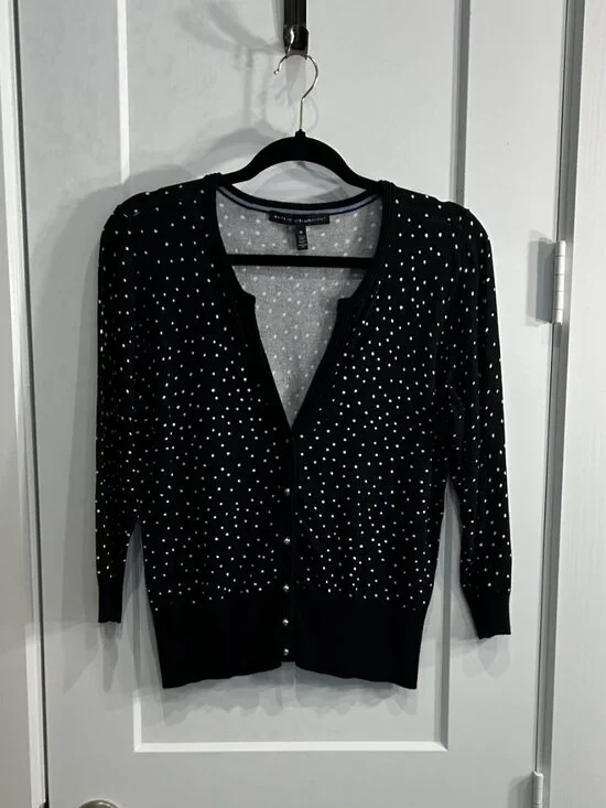 WHBM Cardigan Bundle Lot of 4 – Black White Classics Chevron Stripe Polka Paisle - Picture 7 of 15